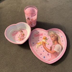 Zak Designs Barbie Pink Heart-Shaped Child’s Dining Set 1996